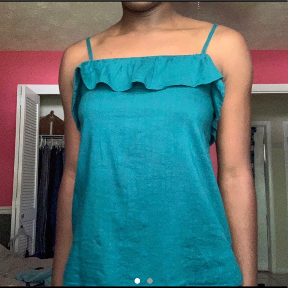 Old navy ruffled teal tank top